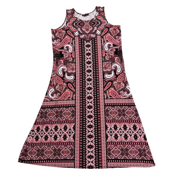 Roaman's Pink Black Paisley Print Sleeveless Maxi Dress Size 22/24 1X 2X 3X Plus - Picture 8 of 8